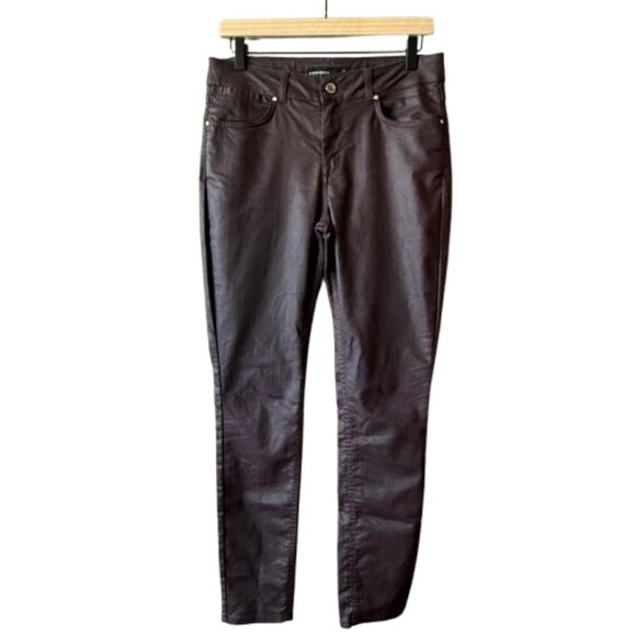 Women's 8 Karen Millen Waxed Stretch Fitted Jeans Burgundy - Picture 1 of 7